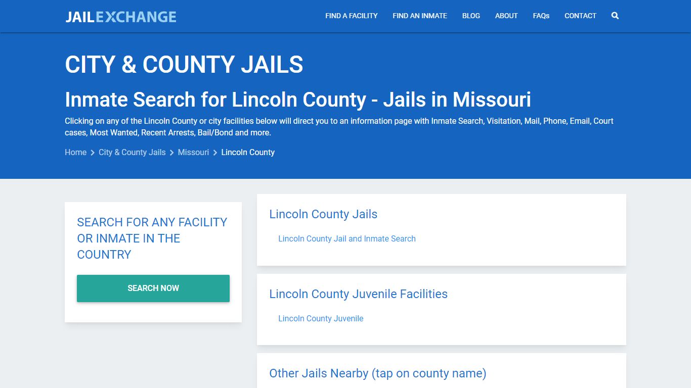 Inmate Search for Lincoln County | Jails in Missouri - Jail Exchange