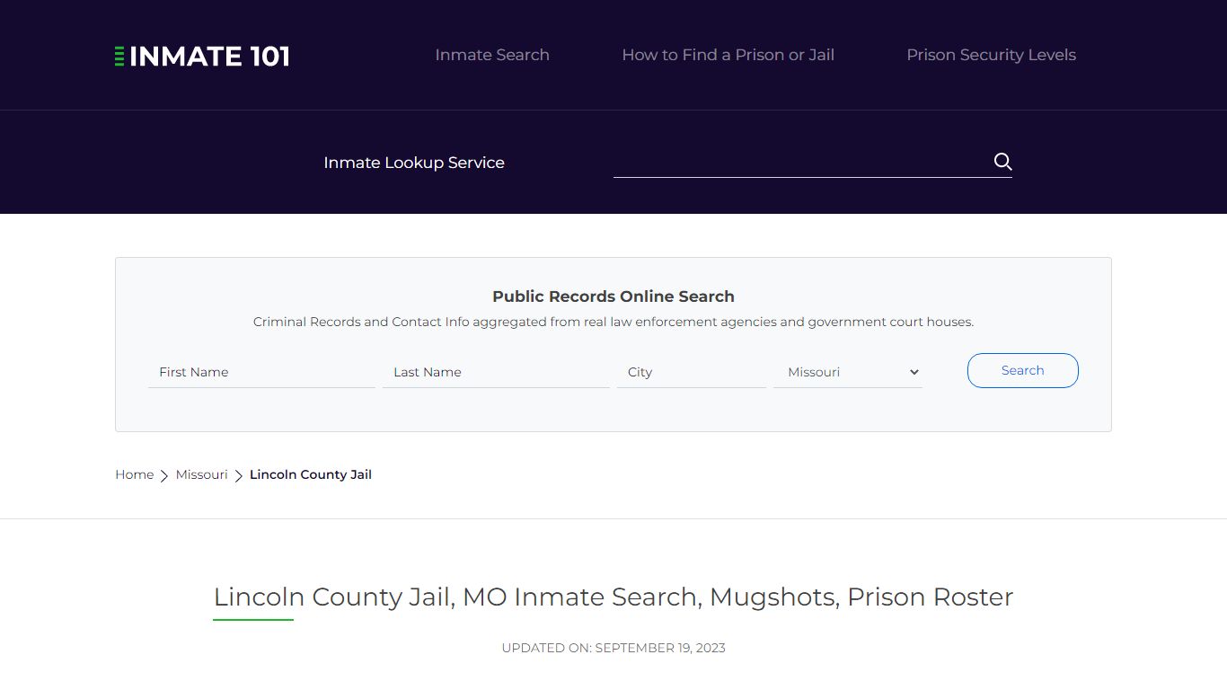 Lincoln County Jail, MO Inmate Search, Mugshots, Prison Roster